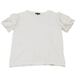 White puff sleeve round neck top XL